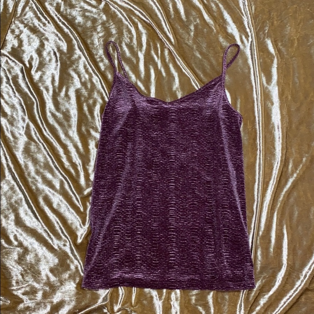 Purple maroon velvet spaghetti strap tank top